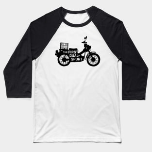 The First Dual-Sport Motorcycle (Black) Baseball T-Shirt